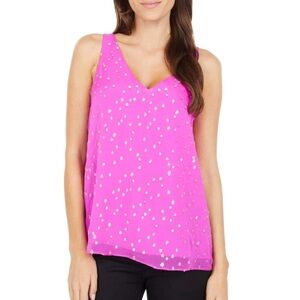 NWT Lilly Pulitzer Florin Silk Tank Top Women’s Small Elderberry Gold Metallic